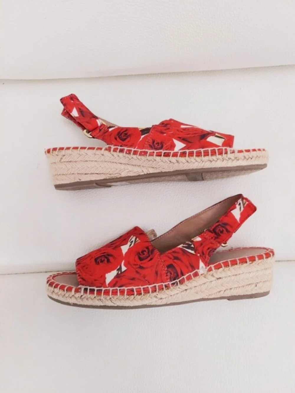 Franco Sarto Leanne Espadrills Wedge Open Toe Sandals Size 8